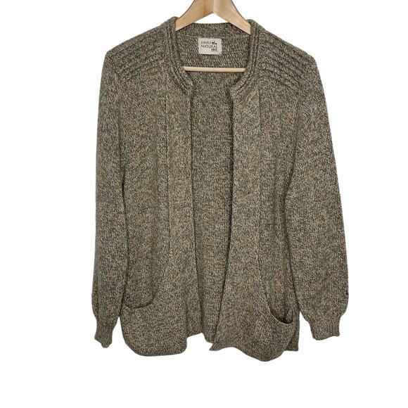 Simply Natural Womens Open Front Alpaca Cardigan Sweater Brown Pockets Neutral - Picture 1 of 11